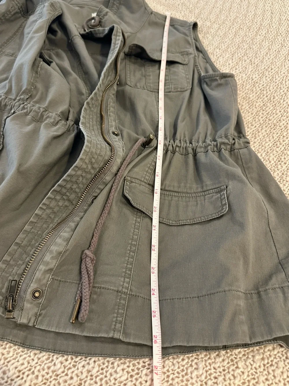 American Rag Olive Utility Drawstring Vest-M-Like New
